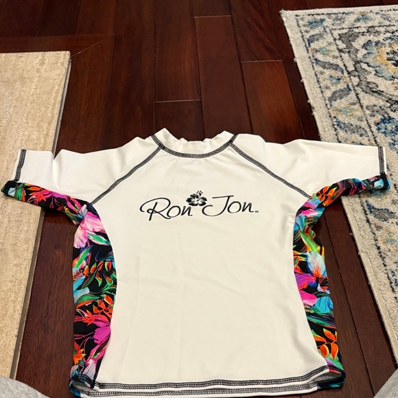 Ron Jon Other - Ron Jon White Kids Rash Guard with Bright Tropical Side Panels